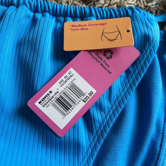 NWT! Juniors' Ninety-Nine° Tunnel Side-Tie Blue Bikini Bottoms Size Large - Picture 5 of 6